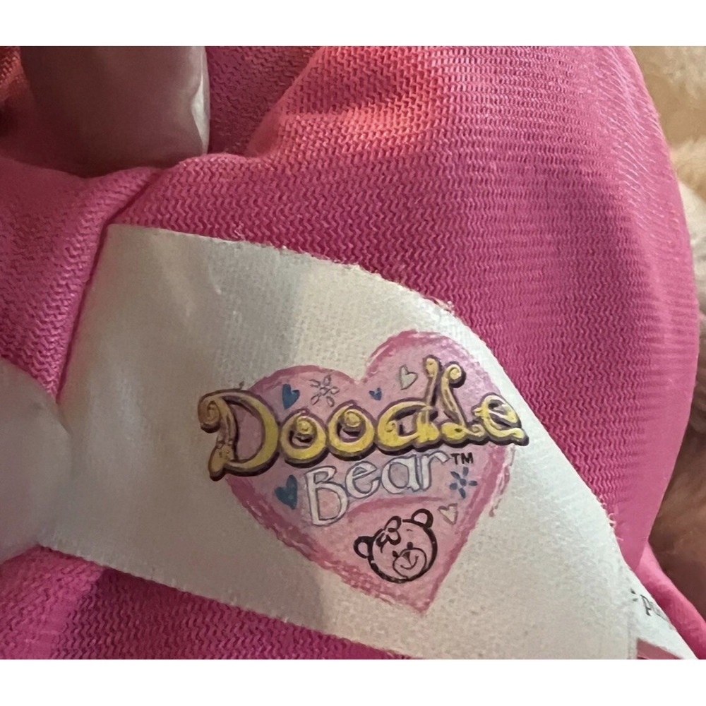 2005 Jakks Doodle Bear Pink Purple‎ Nylon Fabric Markable Stuff Animal Plush - Picture 10 of 10